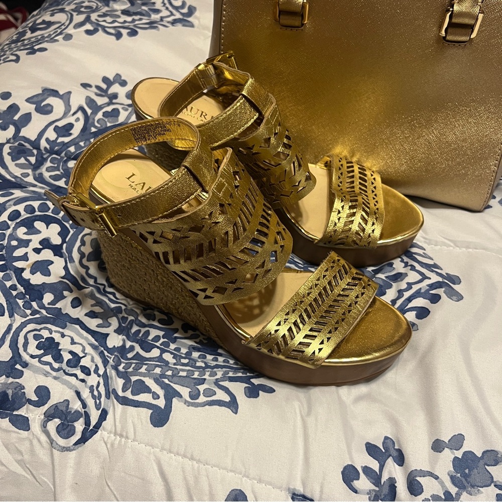 Ralph Lauren Gold Espadrilles